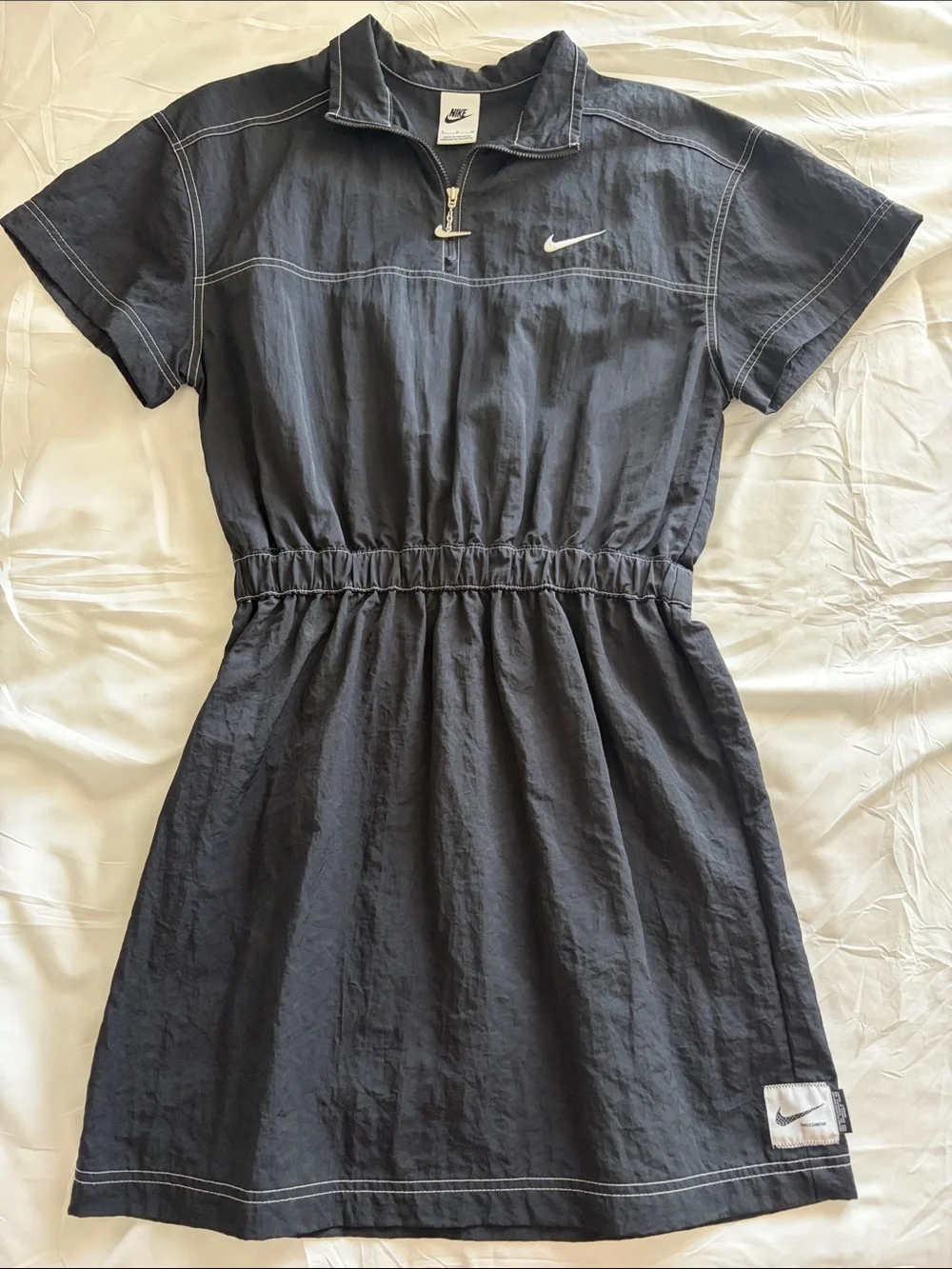 Nike Black Short-Sleeve Half-Zip Sport Dress